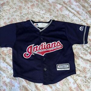 Majestic Blue and Red Indians Baseball Jersey